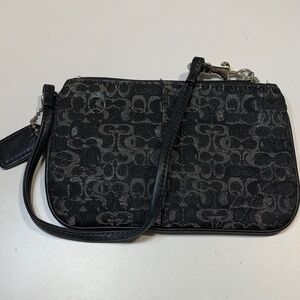 Coach Black Signature Pattern Wristlet